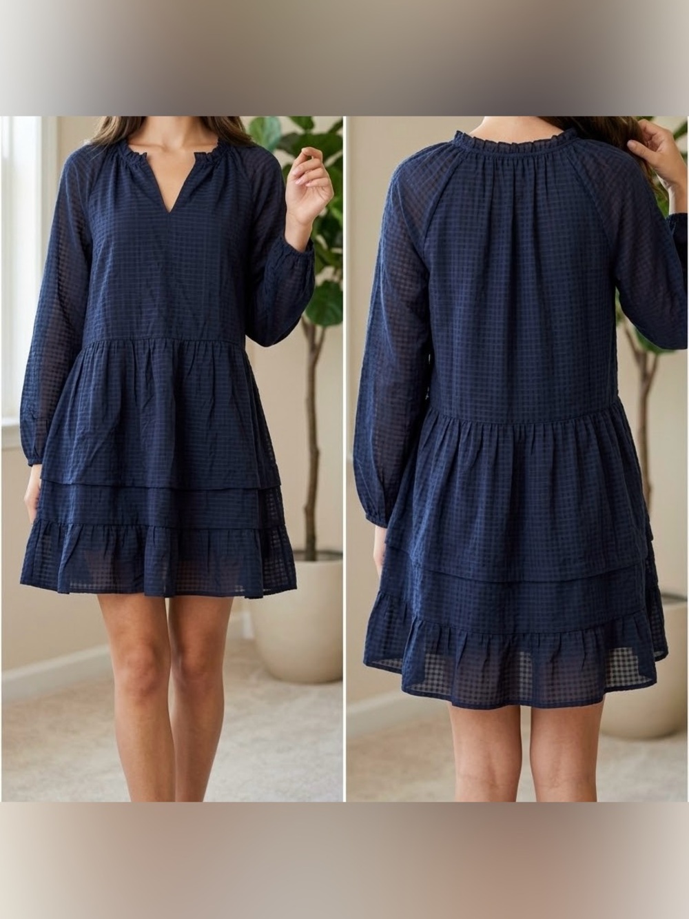 Old Navy Tiered Long-Sleeve Shift Dress
